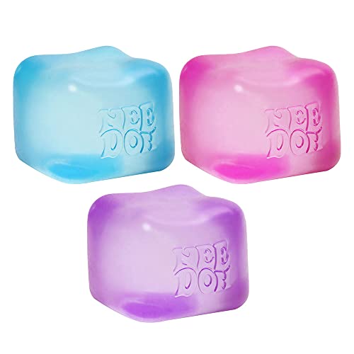 Schylling NeeDoh Nice Cube Sensory Toy with a Super Solid Squish - Always Returns to its Square Shape - Ages 3 and Up - One Cube in Assorted Colors of Blue, Pink, or Purple