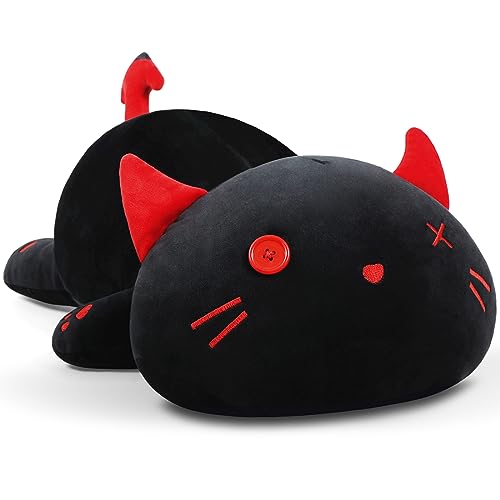 Cute Black Cat Plush Toy Soft Stuffed Animal Kitten Hugging Pillow Kawaii Plushie Kitty Toy for Kids Gift, 12" - Black Cat - 30CM/11.8Inch