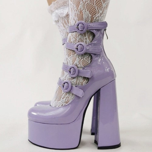 Baddie Babydoll Heels - Buckle Purple / 8