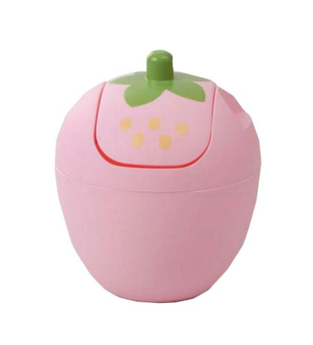 Strawberry House Trash Can Girls Desk Table Waste Bin Pink