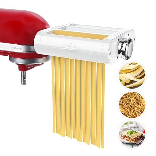 Antree Pasta Maker Attachment 3 in 1 Set for KitchenAid Stand Mixers Included Pasta Sheet Roller, Spaghetti Cutter, Fettuccine Cutter Maker Accessories and Cleaning Brush - 3 in 1 Pasta Attachment Set