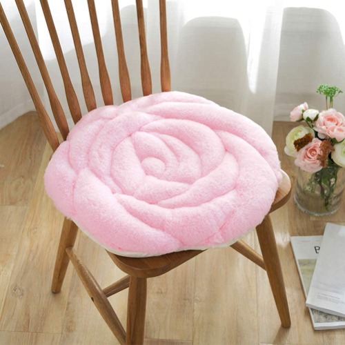 Chair Seat Cushion Rose Flower Chair Pad Soft Plush Fluffy Seat Pad Seat Pillow with Tie Strap No Slip Floor Pad Home Kitchen Office Dorm Sofa Patio Garden Chair Cover Pad