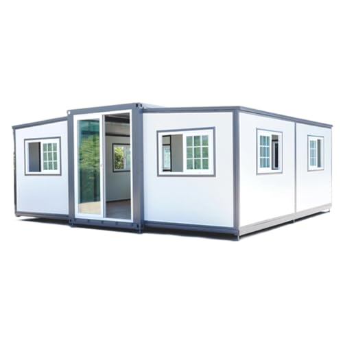 BOVONO Prefabricated Tiny Home, Mobile Prefab House with Lockable Door and Window, Outdoor Storage Shed with Restroom & Cabinet, Perfect for Hotel, Kiosk, Booth(19 x 20FT) - 19x20FT-2