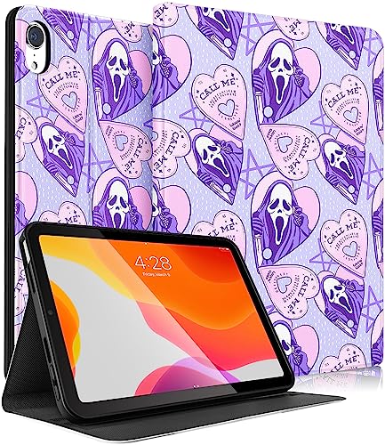 Trendy Fan for iPad 10th Generation Case 10.9 Inch 2022 for Kids Girls Teen Boys Women Unique Fun Skull Folio Fun Cute Cartoon Kawaii Design Aesthetic Cool Cover for Apple i Pad 10 Gen A2696 A2757 - Purple Skeleton