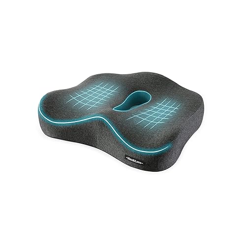 Memory Foam Seat Chair Cushion for Relieves Back Sciatica Pain Tailbone Pain Coccyx Degenerating Disc Orthopedic Osteoarthritis Prostate Cushion Low Back Pain Cushion Hip Shaping (Dark Gray) - Dark Gray