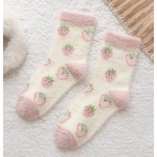 Fuzzy Strawberry Socks for Ultimate Comfort and Style - Small strawberry