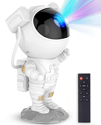 Astronaut Star Projector Night Light - Space Buddy Projector, Galaxy Starry Nebula Ceiling Projection Lamp with Timer and 360°Adjustable, Kids Adults Room Decor, for Bedroom, Game Room etc. - A-Yellow