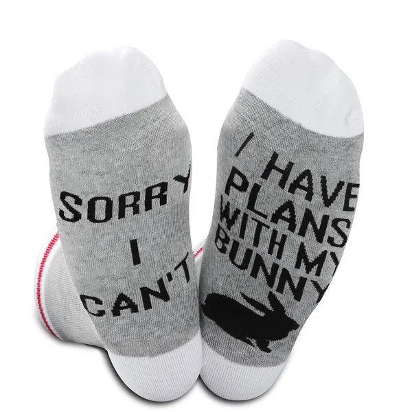 GJTIM Sorry I Can't I Have Plans with My Bunny Socks Cute Adorable Easter Rabbit Funny Pet Lover Present