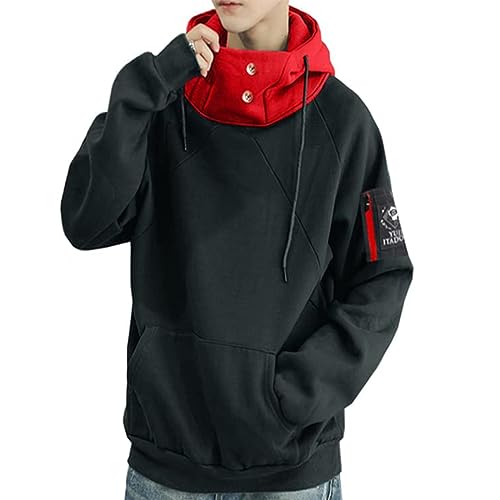 PTLYE Anime Jujutsu Hoodie 3D Novelty Hooded Pullover Sweatshirt JJK Cosplay Costume - Large - Red Black
