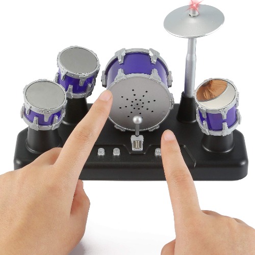 Liberty Imports Electronic Mini Finger Drum Desktop Novelty Set with Sounds and Lights - 