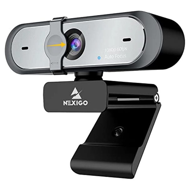 NexiGo N660P 1080P 60FPS Webcam with Software Control, Dual Microphone & Cover, Autofocus, HD USB Computer Web Camera, for OBS/Gaming/Zoom/Skype/FaceTime/Teams/Twitch - Black