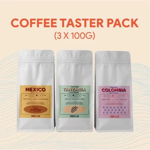 3 x 100G Taster Pack Summer Island Flavor Box (Single Origin) Roasted Coffee Bean