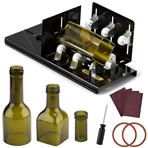 Glass Bottle Cutter, Fixm Bottle Cutter Upgraded Version, Round, Square Bottles and Bottlenecks, Suitable for Bottles of Wine, Beer, Whisky, Champagne, Water and Soda(Black)