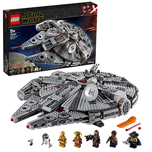 LEGO 75257 Star Wars Millennium Falcon, Buildable Toy Starship Set with 7 Characters Inc. Finn, Chewbacca, Lando Calrissian, C-3PO and R2-D2, The Rise of Skywalker Gifts for Kids, Boys & Girls - Standard packaging