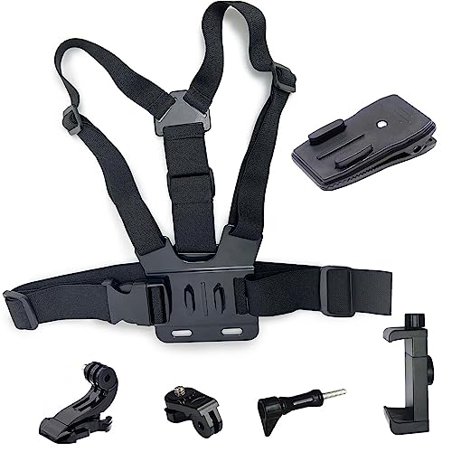JAMUILS Chest Mount Harness and Backpack Shoulder Strap Mount with Phone Clip for Action Camera and Phone Filming Accessories, Compatible with GoPro DJI OSMO Insta360 iPhone 13 Samsung Pixel