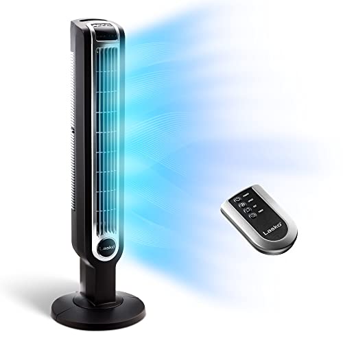 Lasko Oscillating Tower Fan, 3 Quiet Speeds, Timer, Remote Control, for Bedroom, Kitchen, Office, 36", Black, 2511 - Black