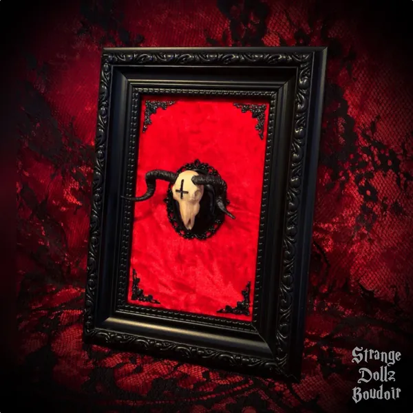 Back in stock - Baphomet frame, gothic home decor, satanic temple, dark arts, Strange Dollz Boudoir