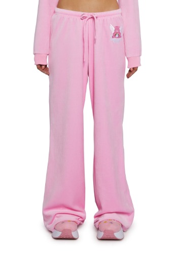 Tenderheart's Touch Velour Wide leg Pants | PINK / Large