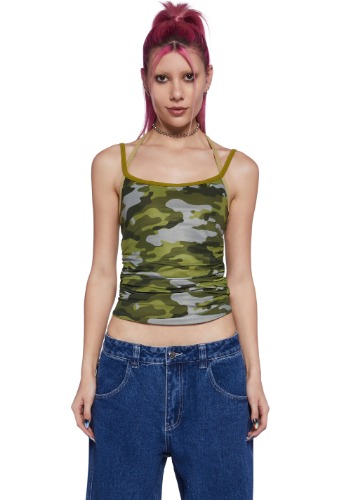 Majorly In Love Reversible Camo Mesh Halter Top | MULTI / Large