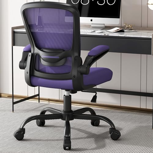 Office Chair, Ergonomic Desk Chair with Adjustable Lumbar Support, High Back Mesh Computer Chair with Flip-up Armrests-BIFMA Passed Task Chairs, Executive Chair for Home Office - Amethyst - Modern