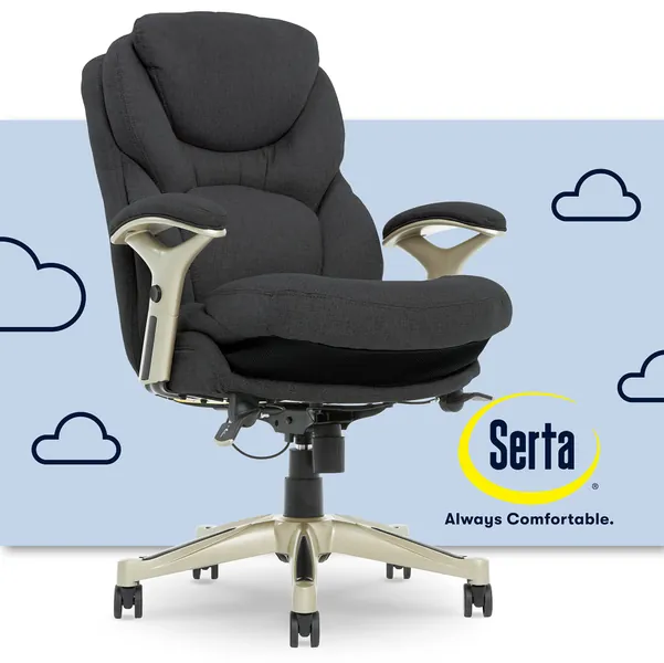 Serta Works Executive Office Chair with Back in Motion Technology, Dark Gray Refresh Fabric - Back in Motion Dark Gray Refresh Fabric