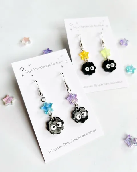 Soot Sprite Star Earrings | Handmade from polymer clay