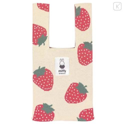 Miffy Strawberry Beige Woven Tote Bag