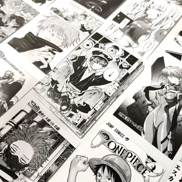 Anime Posters 50pcs Wall Collage Kit Aesthetic picture for Room Apartment Bedroom Dorm Decor Black and White Manga Panels Japanese Painting Decorations - 