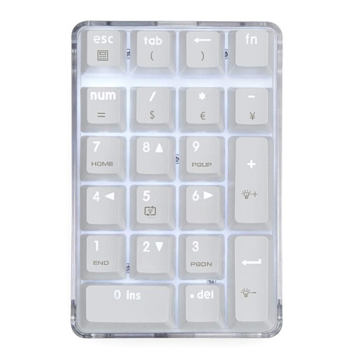 Mechanical Numeric Keypad GATERON Red Switch Wired Gaming Keypad Crystal Case White Backlit 21 Keys Mini Numpad Portable Keypad Extended Layout White Magicforce by Qisan