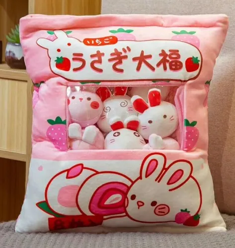 AIXINI Pudding Bag Toy Mini Balls Pink Bunny