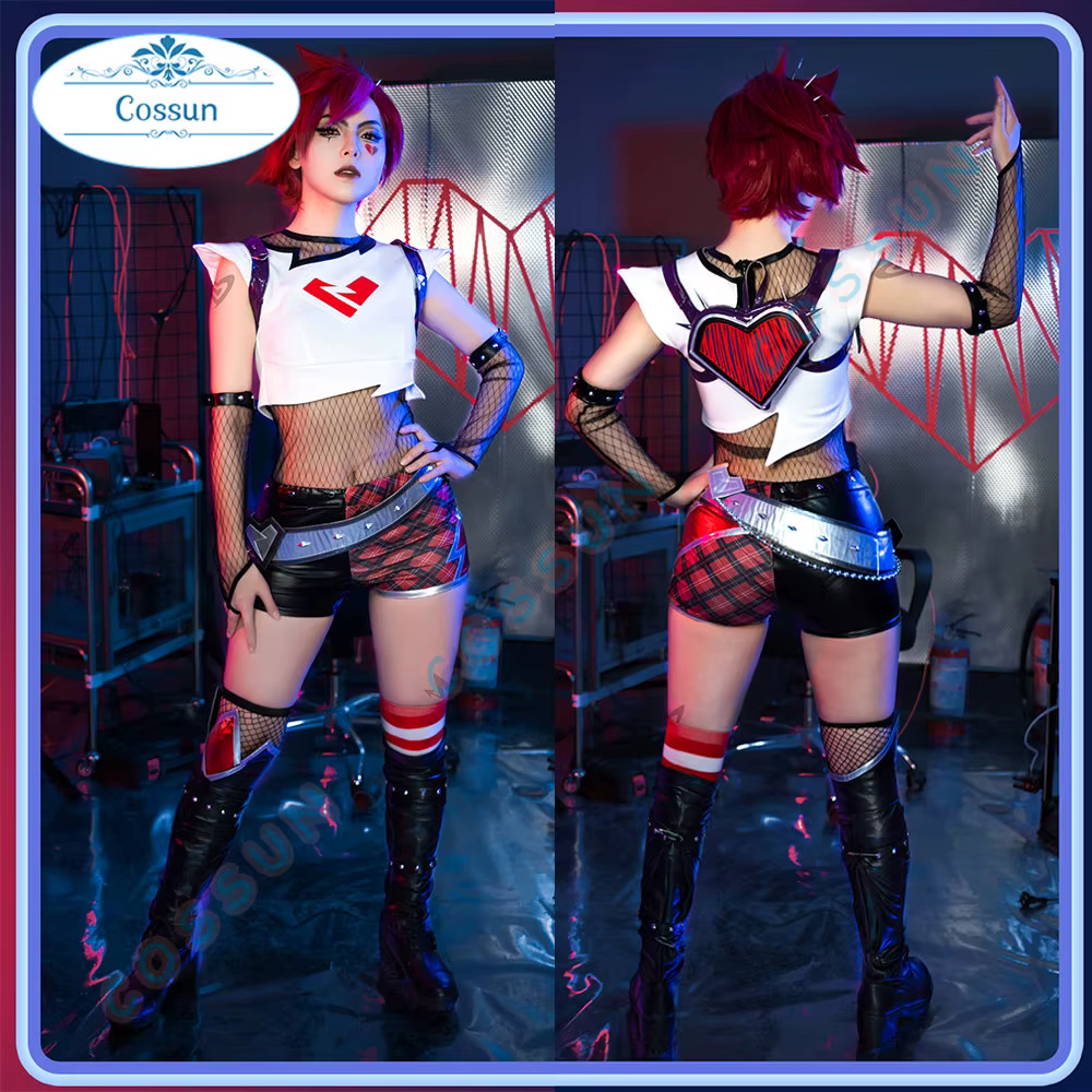 Spiel LOL Vi Cosplay Kostüm LOL Valentinstag Neue Haut Vi Frauen Kampf Cosplay Kostüm Halloween Full Set - AliExpress 200000532