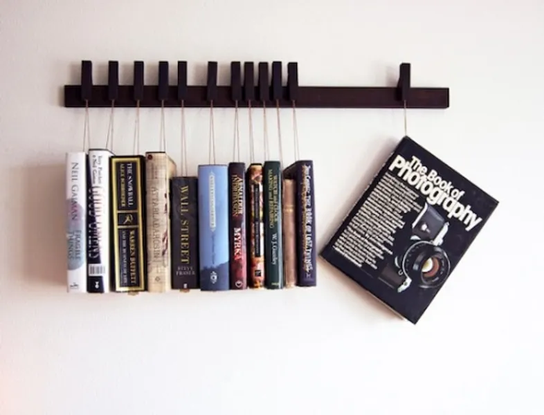 Custom Made Wooden Book Rack / Bookshelf in Dark Wood. Pins | Etsy