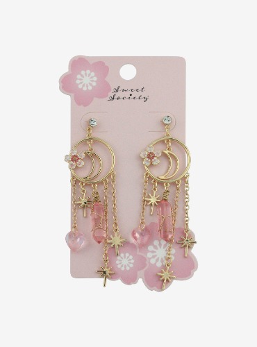 Sweet Society Moon Star Crystal Drop Earrings