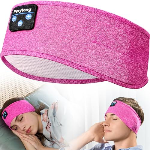 Sleep Headphones Bluetooth Headband Sleeping Headphones Headband Wireless Sleep Headband with Comfortable Earbuds for Side Sleepers, Sleeping Eye Mask for Women Men Workout Running Cool Gifts - Rose Pink