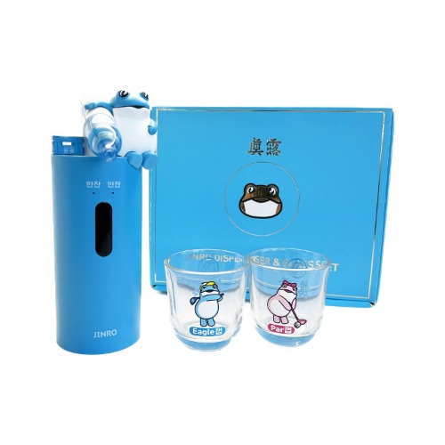 Jinro Soju Dispenser with 2 pcs of Soju Glasses, Automatic Drink Dispenser, Touchless, Original Classic Soju Brand Merch, Korean Soju, Funny Gifts, Silicone Tube 2 Sizes, C-TYPE Charging