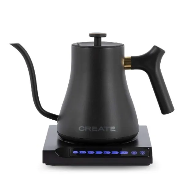 CREATE Hattori Swan Studio - Hervidor de Agua Kettle 0,5 Litros, Pantalla con Indicador de Temperatura, Sistema de Seguridad de Autoapagado, Libre de Bpa, Acero Inoxidable, Diseño Oriental (Negro)