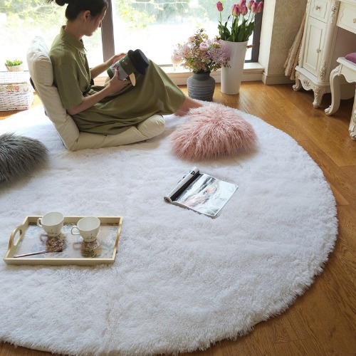 Plush Round Rug Fluffy White Carpets for Living Room Soft Home Decor Bedroom Kid Room  Decoration Salon Thick Pile Rug