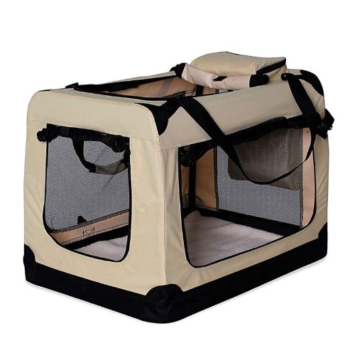 lionto Transportín para Perros Bolsa transportín para Perros Transportín Plegable Autobox Bolsa para Animales pequeños, (S) 50x34x36 cm Beige