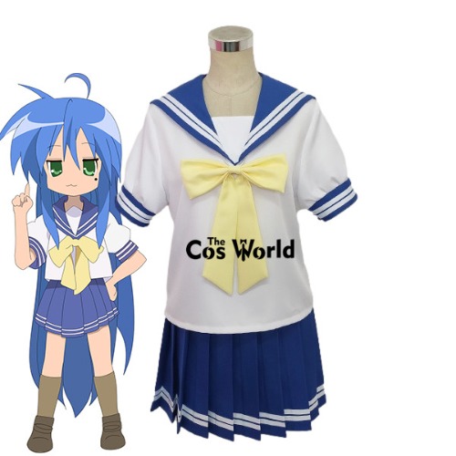 Lucky Star Izumi Konata Short Sleeve Sailor Suit School Uniform Outfit Anime Cosplay Costumes