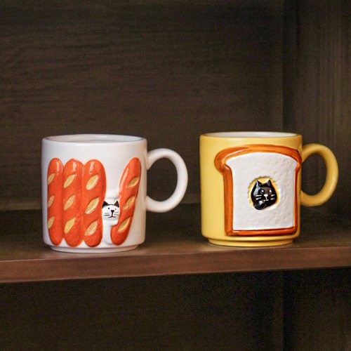 Japanese Ceramic Cup Bread Cat Mug Cute Toast Milk Cup Oat cup Creative Cup Good-looking Breakfast Cup | Shopee Philippines