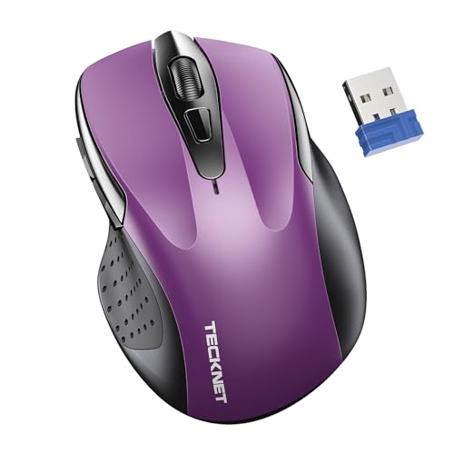 TECKNET Wireless Mouse for Laptop, Silent Mouse Quiet Click, 2.4G Optical Mouse for Computer, 6 Adjustable 4000 DPI Computer Mice - Purple - 2.4G Connection - Purple