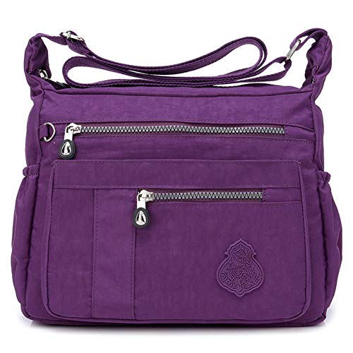 MINTEGRA Crossbody Bag for Women Nylon Waterproof Shoulder Purse Messenger Bag Lightweight Pocketbooks - Purple 2