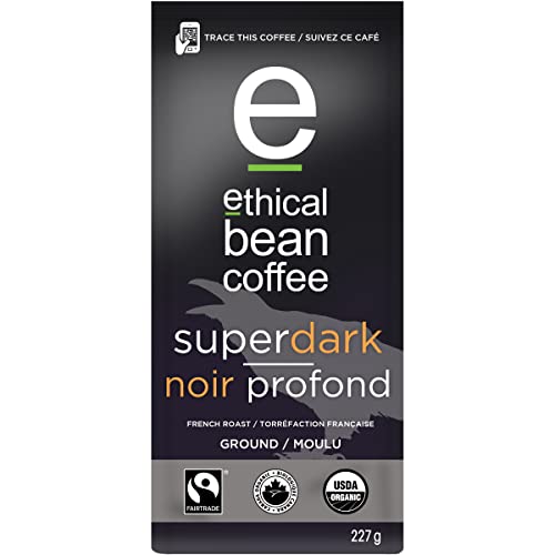 Ethical Bean Superdark French Roast Fairtrade Organic Coffee, 227g - Superdark French Roast - 227 g (Pack of 1)