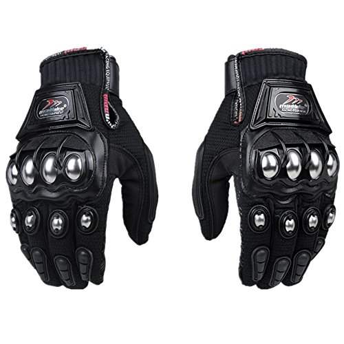Steel Reinforced Knuckle Motorbike Gloves - Large Fingerless