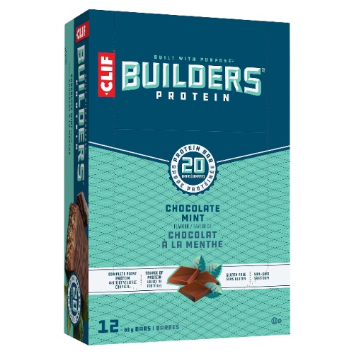CLIF BUILDERS - Protein Bars - Chocolate Mint Flavour - (12 Count)