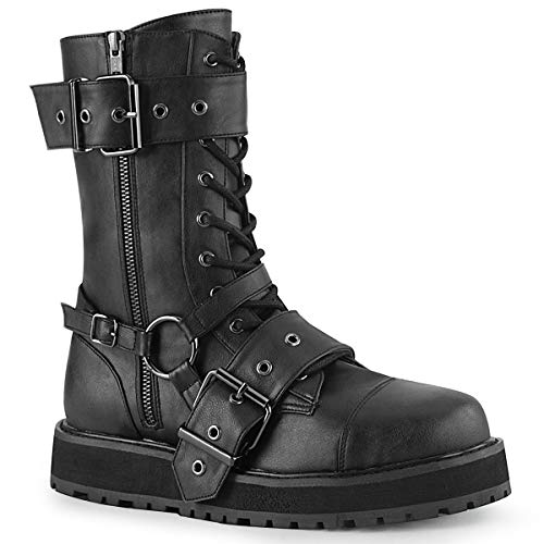 Demonia Men's Valor-220 Boots - 10 - Black Vegan Leather