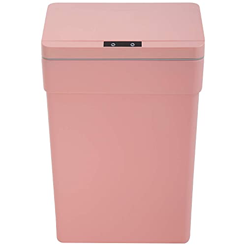 13 Gallon Trash Can Plastic Kitchen Trash Can Automatic Touch Free High-Capacity Garbage Can with Lid for Bedroom Bathroom Home Office 50 Liter - Pink - 1