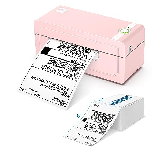 JADENS Pink Bluetooth Thermal Label Printer & 1Pack Thermal Labels