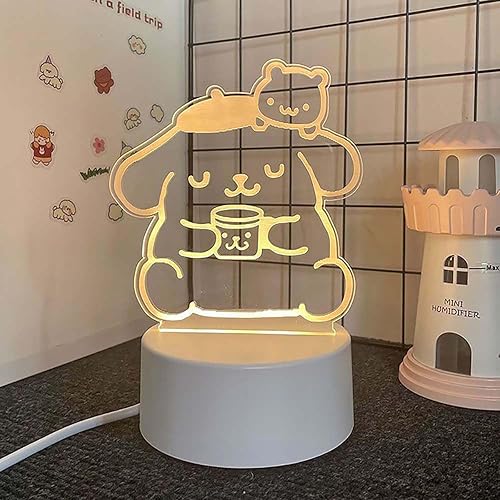 3D Cartoon Night Light, LED Desk Lamp 3 Color Change Decor Night Light, Kawaii Acrylic Sleep Night Light As Best Gifts for Women Teens Boys Girls - Purin
