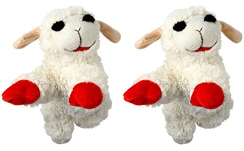 Multipet International Lambchop Plush Squeak Toy Mini for Pets, 6-Inch [2-Pack] - Pack of 2